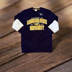 NWT Champion LSU Tigers Men’s Size Small Purple Crewneck Sweatshirt Logo College
